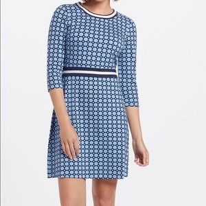 Draper James Persley Pointe Dress Navy Blue Polka Dot Size M
